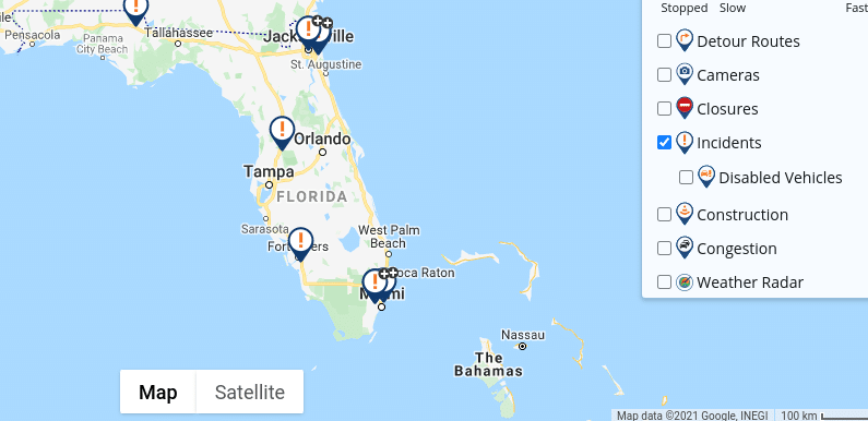 Florida road conditions map.