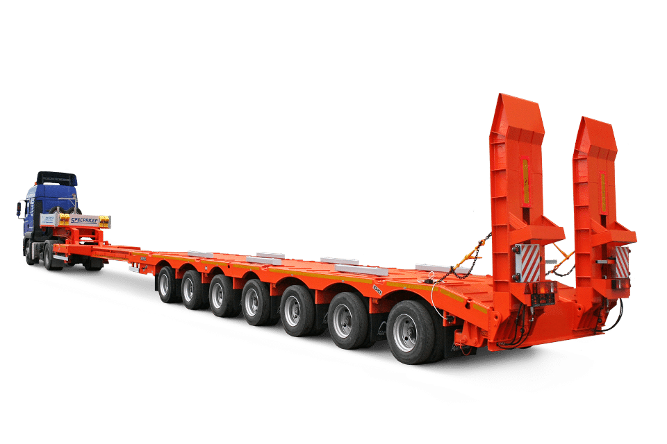 7-axle heavy-haul trailer.
