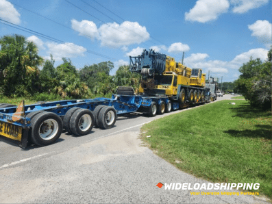 Hauling a Grove crane